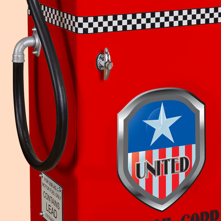 Alte amerikanische Nostalgie Tanksäule / Zapfsäule Rot "Motoroil Corp"