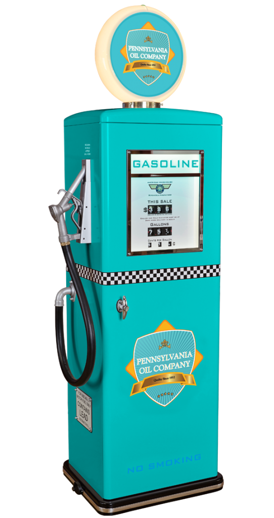 Alte amerikanische Tanksäule / Zapfsäule Türkis "Pennsylvania Oil"