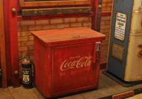 Rote Coca-Cola-Truhe als Detail einer amerikanisch gestalteten Garage